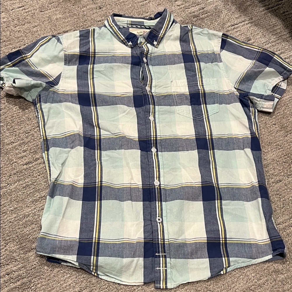 1901 Men's Navy and Light Blue Plaid Shirt